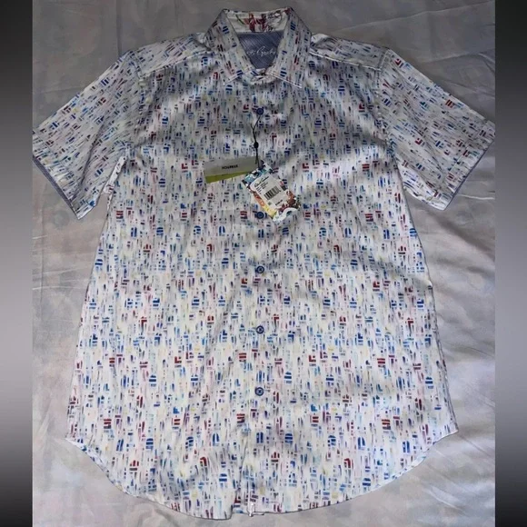 Robert Graham short sleeve shirt Carlyle Size Small stretch NWT $198